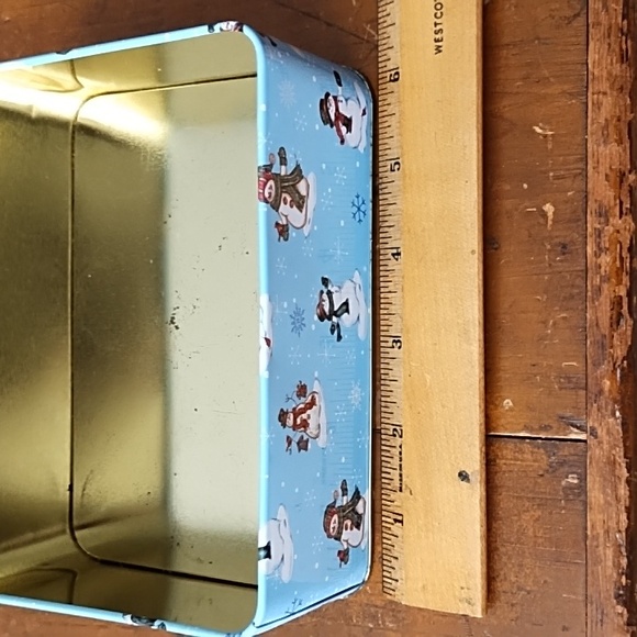 2 Metal Tins Snowmen Snowflake Christmas Holiday Decor Gifts Red White Blue - Picture 3 of 10